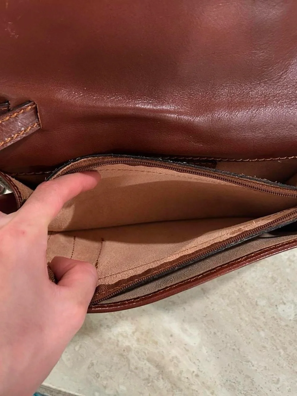 Large Brown Leather Clutch Bag